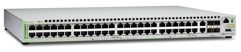  Switch PoE 48-Puertos - Allied Telesis AT-GS948MPX-10 | Administrable Capa 3 Lite, 48-Puertos LAN Gigabit (PoE+ 370W), 2-Puertos SFP Combo Gigabit, 2-Puertos SFP+ 10G, 104.16 Mpps, Stacking hasta 4-Switches