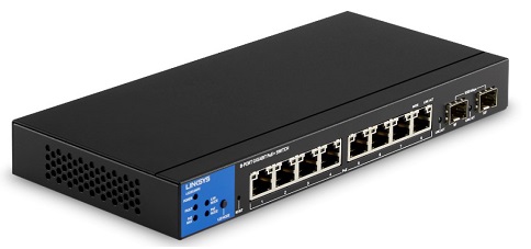  Switch PoE  8-Puertos - Linksys LGS310MPC | 2206 - Switch Linksys 8-Puertos Gigabit (PoE 110W), 2-Puertos SFP Gigabit, Memoria RAM 256MB, Velocidad reenvío 14.88Mpps, Capacidad conmutación 20Gbps, MAC Address 8K, Jumbo Frame 10K, VLAN, ACL, QoS  