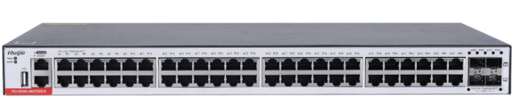 Ruijie RG-S5300-48GT4XS-E / Switch 48-Puertos | 2310 - RG-S5300-48GT4XS-E / Switch administrable capa 3, 48-Puertos LAN Gigabit, 4-Puertos SFP+ 1G/10G, Capacidad de conmutación: 432 Gbps, Tasa de reenvío: 132 Mpps/166 Mpps, Memoria flash: 2GB, SDRAM: 1GB