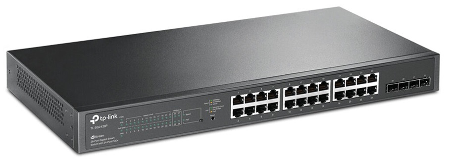 Switch PoE 24-Puertos - TP-Link TL-SG2428P | 2211 - Switch Administrable con 24-Puertos LAN Gigabit PoE+, 4-Puertos SFP, Presupuesto PoE: 250W, Funciones de Capa 2, Conmutación: 56Gbps, Procesamiento: 41.7 Mpps, Búfer 4.1 Mb, Tabla MAC 8K, QoS, VLANs