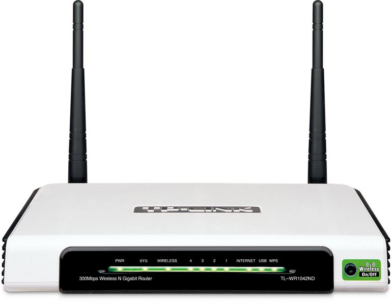  Router Inalámbrico  300 Mbps - TP-Link TL-WR1042ND | Wireless-N, Banda 2.4Ghz, 1 WAN Port Gigabit, 4 LAN Port Gigabit, 1 USB Port, 2 Antenas x 3dBi, DoS, SPI Firewall, IP QoS, IP and MAC Address Binding, IPv4 & IPv6 Support