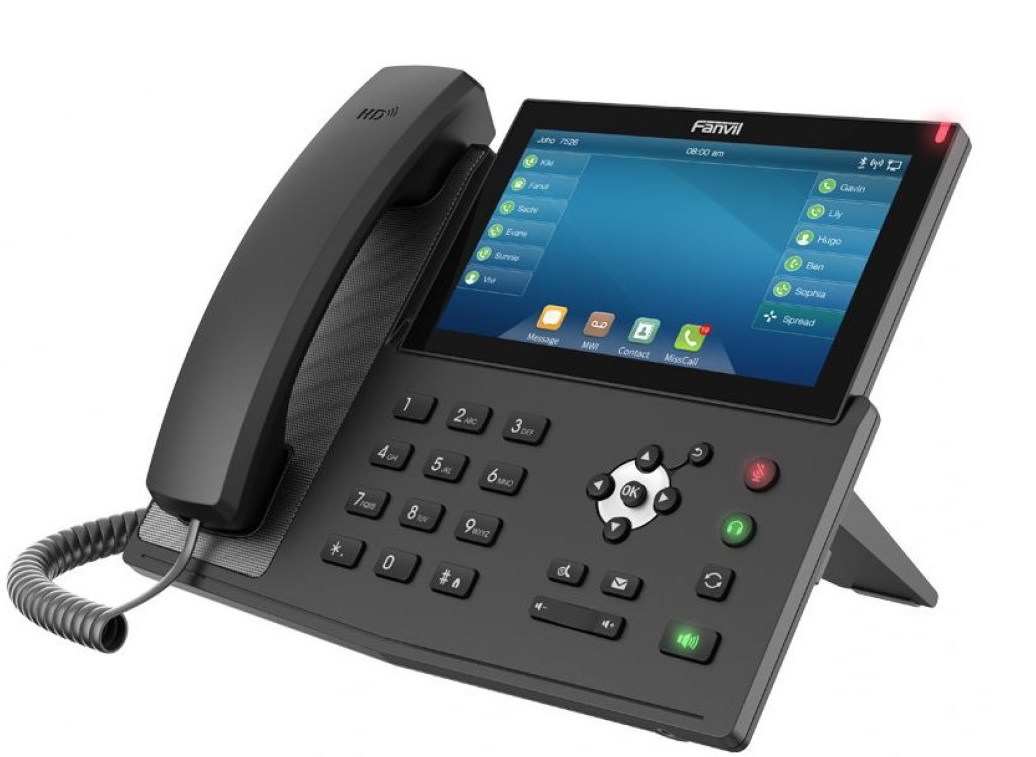 Teléfono IP - Fanvil X7-F / 20 Líneas SIP | 2110 – Teléfono IP empresarial, 20 líneas SIP, Conferencia de 3 vías, punto de acceso, Pantalla táctil capacitiva a color de 7’’, Audio HD en altavoz y auricular, 127 teclas DSS, Bluetooth incorporado, WiFi