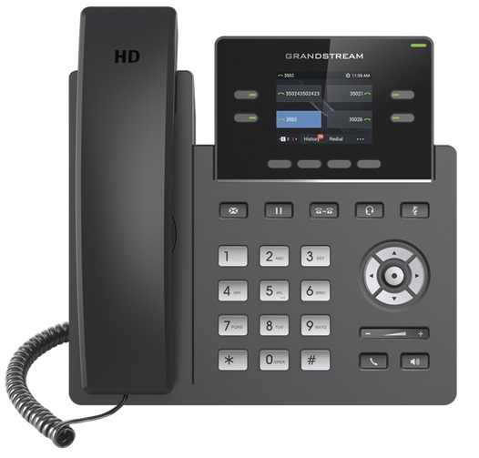 Telefono IP 2-Lineas – Grandstream GRP-2612 | 2204 - Teléfono IP de 2 líneas para alta demanda con características de seguridad de Grado Operador, 2 Cuentas SIP, 2 líneas y 4 teclas de línea multiuso, 2-Puertos de Red 10/100, Pantalla LCD 