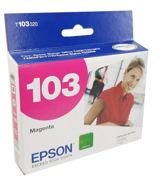 Tinta Epson 103 T103320 Magenta | 2301 - Cartucho de Tinta Original Epson 103 para Impresoras Stylus Office 