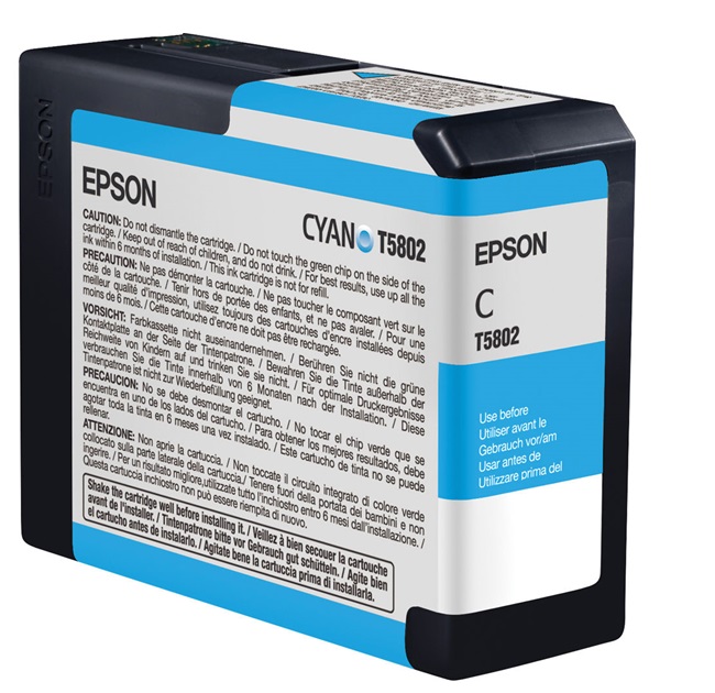 Tinta Epson T580200 Cyan / 80 ml | 2202 - Cartucho de Tinta Original Epson UltraChrome K3. Impresoras Compatibles: Epson Stylus Pro 3800 