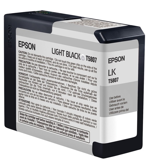 Tinta Epson T580700 Light Black / 80 ml | 2202 - Cartucho Tinta Original Epson UltraChrome K3. Impresoras Compatibles: Epson Stylus Pro 3800 