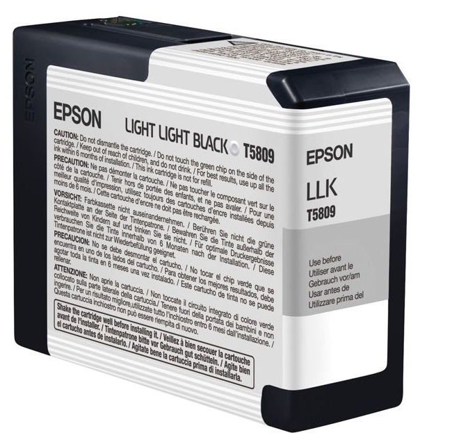 Tinta Epson T5809 Gris Claro / 80 ml | 2202 - Cartucho de Tinta Original Epson T580900 Gris Claro de 80 ml. Impresoras Compatibles: Epson Stylus Pro 3800, 3880  