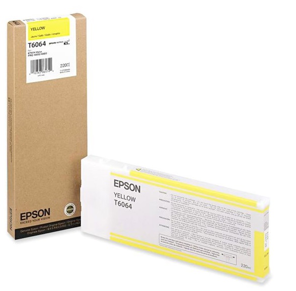 Tinta Epson T606400 Yellow / 220ml | 2110 - Cartucho de Tinta Original Epson UltraChrome T606 de 220-ml para Plotters Epson Stylus Pro 