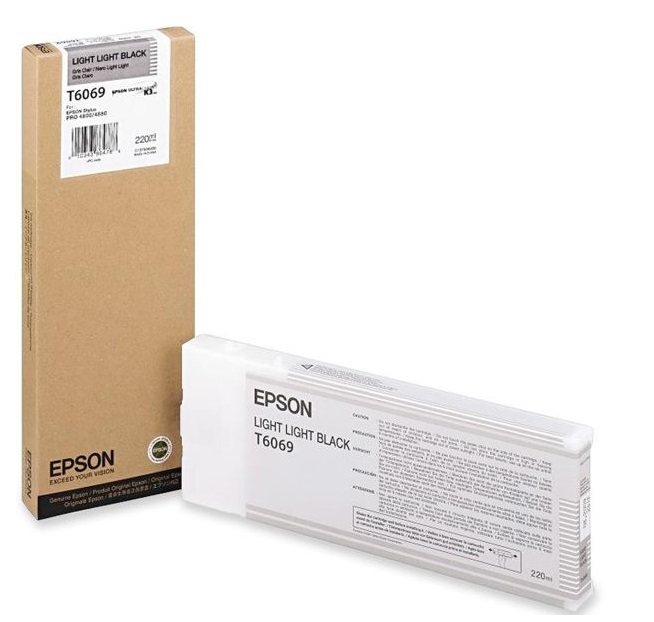 Tinta Epson T606900 Light Light Black / 220ml | 2110 - Cartucho de Tinta Original Epson UltraChrome T606 de 220-ml para Plotters Epson Stylus Pro 