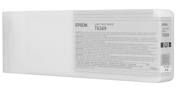 Tinta Epson T636900 Light Light Black / 700ml | 2110 - Cartucho de Tinta Original Epson UltraChrome HDR para Plotters Epson Stylus Pro 