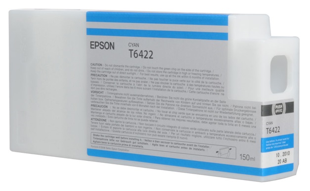 Tinta Epson T6422 Cian / 150 ml | 2301 - Cartucho de Tinta Original Epson T642200 Cian de 150 ml. Impresoras Compatibles: Epson Stylus Pro 7700, 7880, 7890, 7900, 9700, 9880, 9890, 9900, WT7900 