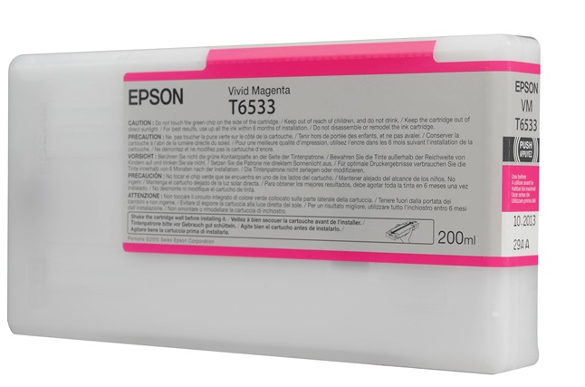 Tinta Epson T653300 Vivid Magenta / 200ml | 2110 - Cartucho de Tinta Original Epson UltraChrome HDR de 200ml para Plotters Epson Stylus Pro 