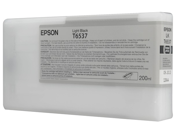 Tinta Epson T653700 Light Black / 200ml | 2110 - Cartucho de Tinta Original Epson UltraChrome HDR de 200ml para Plotters Epson Stylus Pro 