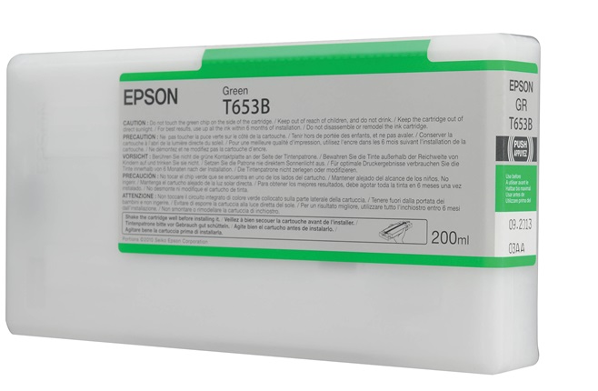 Tinta Epson T653B00 Green / 200ml | 2110 - Cartucho de Tinta Original Epson UltraChrome HDR de 200ml para Plotters Epson Stylus Pro 