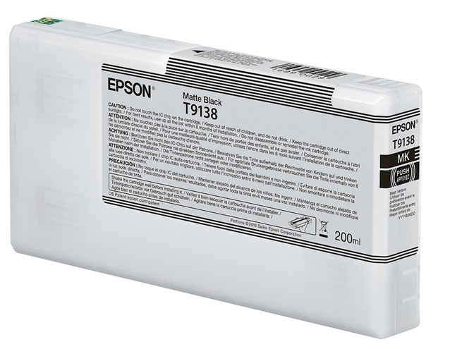 Tinta Epson T913800 Negro Mate / 200ml | 2110 - Cartucho de Tinta Original Epson UltraChrome HDX para Plotters Epson Sure Color  