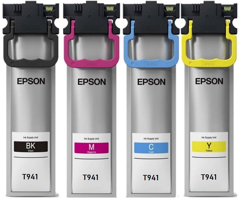 Tinta para Epson WorkForce Pro WF-C5710 / T941 | 2110 - Tinta Original Epson T941. El Kit Incluye: T941120 Negro, T941220 Cian, T941320 Magenta, T941420 Amarillo. Rendimiento: 5.000 Pag al 5%. 