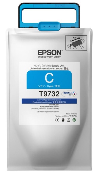 Tinta Epson T9732 Cian / 22k | 2301 - Cartucho de Tinta Original Epson T973220-AL Cian. Rendimiento Estimado 22.000 Páginas al 5%. Impresoras Compatibles: Epson WorkForce Pro WF-C869R. 