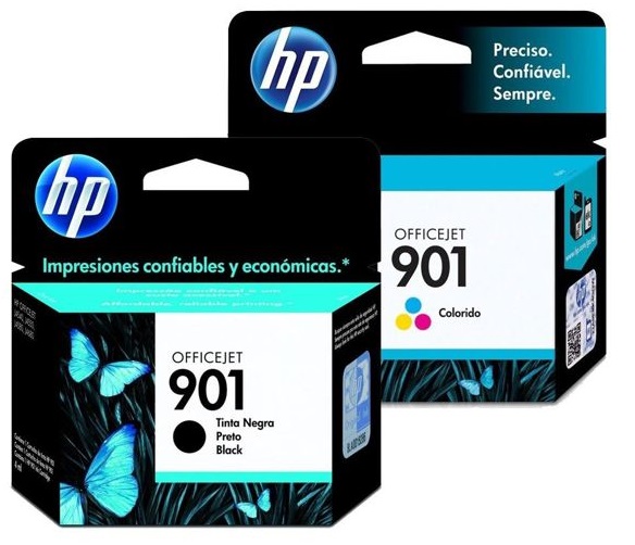 Tinta para HP OfficeJet J4540 / HP 901 | Original Ink Cartridge HP 901. El Kit Incluye: CC656AL Tricolor, CC653AL Negro. HP901 
