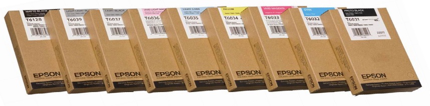 Tinta para Plotter Epson Stylus Pro 9800 / T603 220ml | 2110 - Original Tinta Epson UltraChrome T603. Incluye: T603100 T603200 T603300 T603400 T603500 T603600 T603700 T603900 T603B00 T603C00 