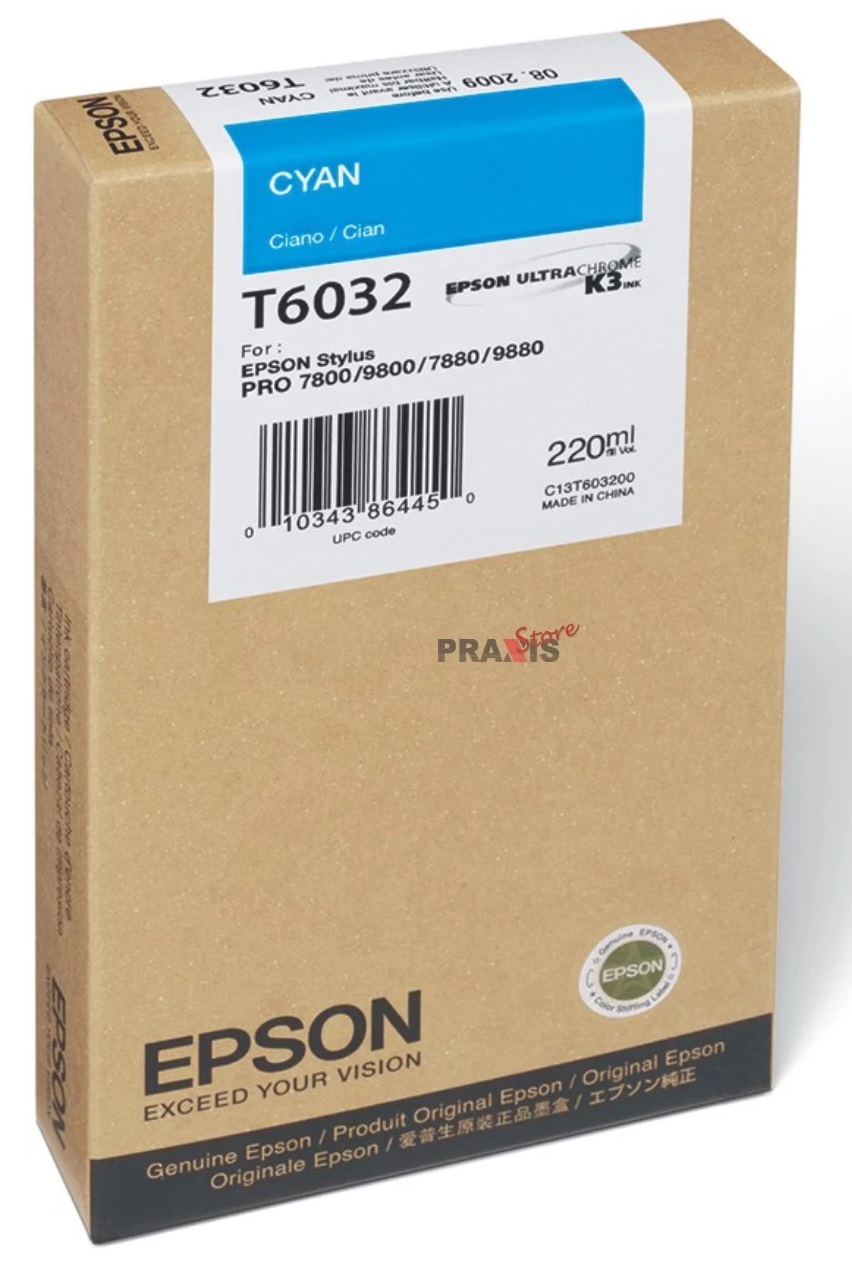 Tinta Epson T603200 Cian / 200 ml | 2111 - Cartucho de Tinta Original Epson UltraChrome T603200 Cyan de 200ml.
