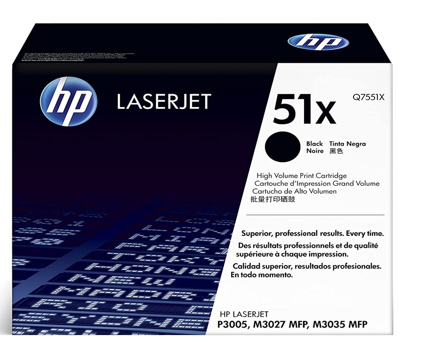 Toner para HP P3005 / HP 51x | 2402 - Tóner Original Q7551x Negro para HP LaserJet P3005. Rendimiento 13.000 Páginas al 5%.. HP P3005d P3005dn P3005n P3005x 