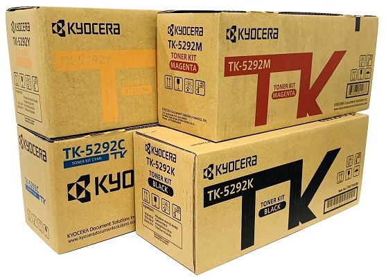 Toner para Kyocera FS-P7240c / TK-5292 | 2111 - Toner Original. El Kit Incluye: TK-5292K Negro, TK-5292C Cian, TK-5292M Magenta, TK-5292Y Amarillo. Rendimiento: Negro 17.000 Pág / Color 13.000 Pág. al 5%. 