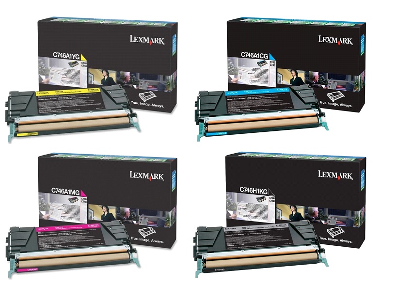 Toner para Lexmark C748de | 2201 - Toner Original Lexmark. El kit Incluye: C746A1CG Cian, C746H1KG Negro, C746A1MG Magenta, C746A1YG Amarillo. Rendimiento Estimado: Negro 12.000 Páginas / Color 7.000 Páginas al 5%.