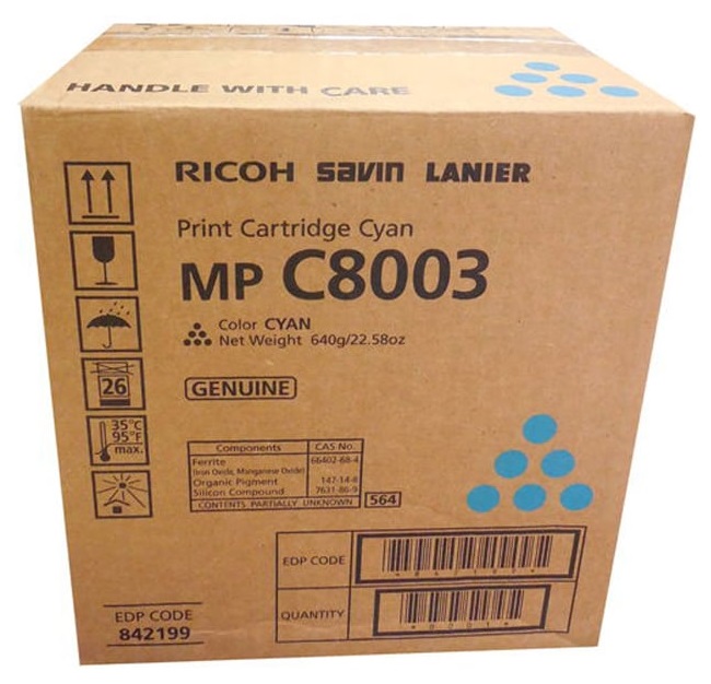Toner Ricoh MP C8003 / Cian 26k | 2310 / 842199 - Toner Original Ricoh MP C8003 Cian. Rendimiento 26.000 Páginas al 5%. Ricoh IM C6500 MP C6503 IM C8000 MP C8003 