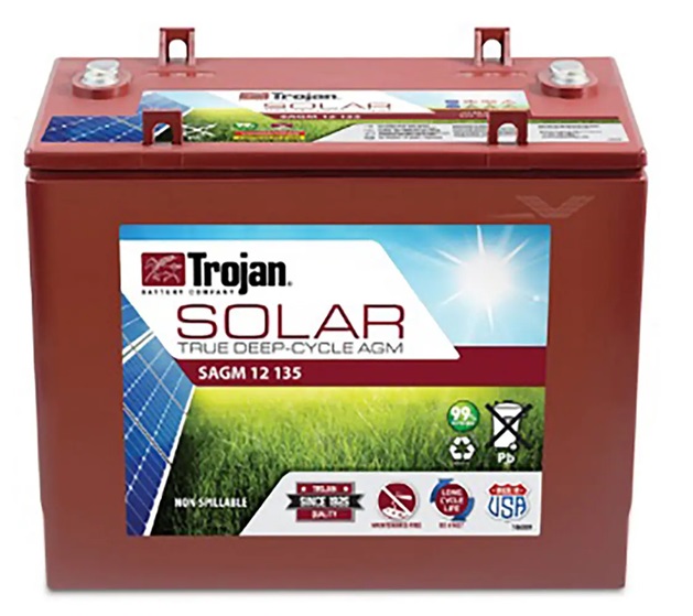 Batería Solar - Trojan SAGM12135 / 12V-135Ah | 2304 -  Batería Trjan AGM de Ciclo Profundo SAGM 12135, No derramable, Libre de mantenimiento, Terminal M8/LT, Material Polipropileno, Instalación Horizontal / Vertical, Autodescarga: Menos de 3% por mes