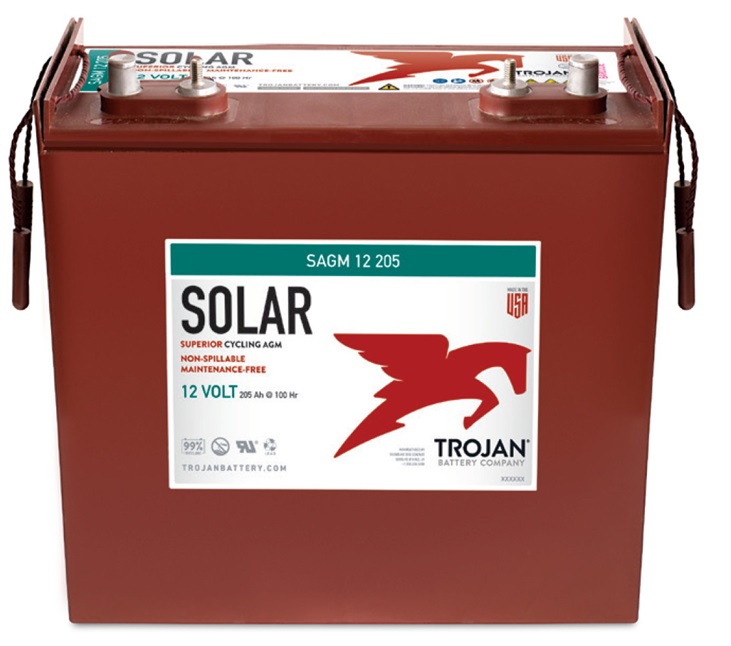 Batería Solar - Trojan SAGM12205 / 12V-205Ah | 2304 - Batería Trojan SAGM 12205 AGM de Ciclo Profundo, No derramable, Libre de mantenimiento, Terminal M8/LT, Material Polipropileno, Instalación Horizontal / Vertical
