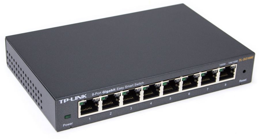 Switch  8 Puertos - TP-Link TL-SG108E | 2211 - Switch Inteligente con 8-Puertos LAN Gigabit, Funciones de Capa 2, Conmutación: 16 Gbps, Procesamiento 11.9Mpps, Tabla MAC: 4K, Memoria de Buffer: 1.5 MB, Jumbo Frame: 15 KB, 32 VLANs, QoS,  Easy Smart